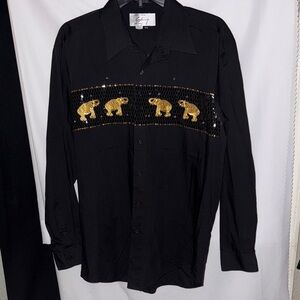 Vintage Collection By Shiny New York Mens Shirt With Gold / Diamond Accents